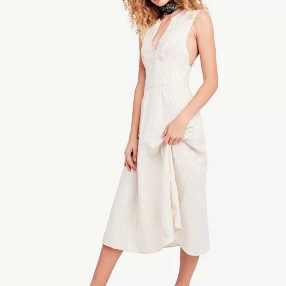 Free People Pretty Daze Pinstripe Midi Dress XS